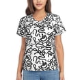 thumbnail image 1 of Xecao Hand Drawn Snake for Women's V-Neck T-Shirts-Elegant Half-Sleeve Tops Perfect for Summer-X-Large, 1 of 5