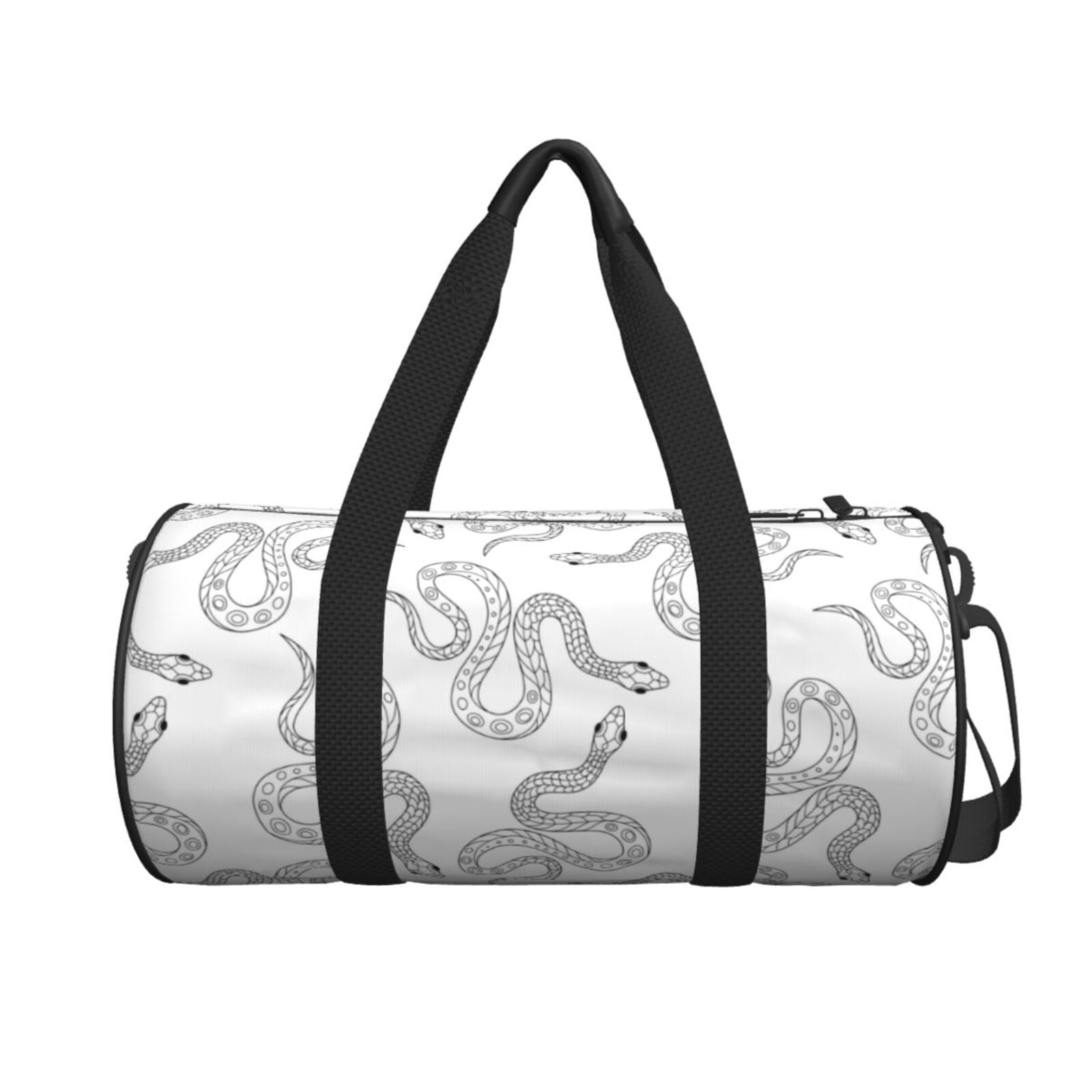 Xecao Hand Drawn Snake print Round Travel Duffel Bag is a foldable gym ...