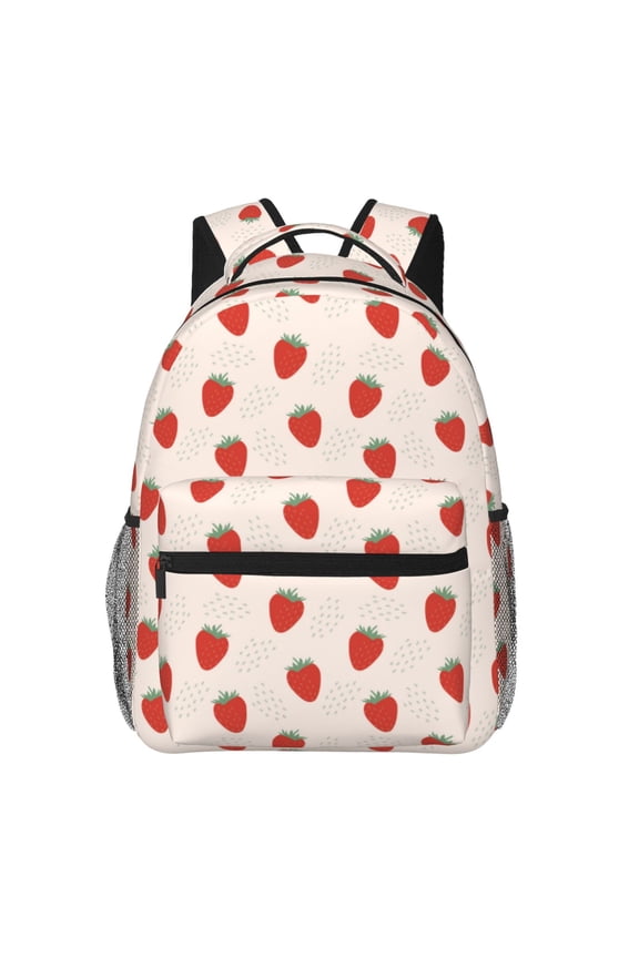 Hand Drawn Strawberry Backpack, a stylish and functional choice for both men and women, is the perfect basic bookbag for college, work, or travel