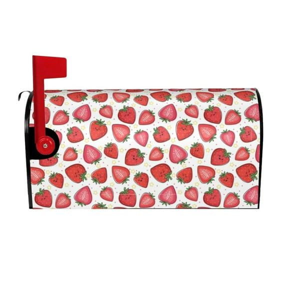 Xecao Hand Drawn Strawberry for Mailbox Cover with Magnetic Strips, Waterproof and Sunscreen, Adds a Decorative Touch to Your Garden Yard.