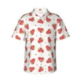 thumbnail image 1 of Xecao Hand Drawn Strawberry print Hawaiian shirt - a stylish short-sleeve button-down for men, perfect for casual beach and tropical outings., 1 of 9