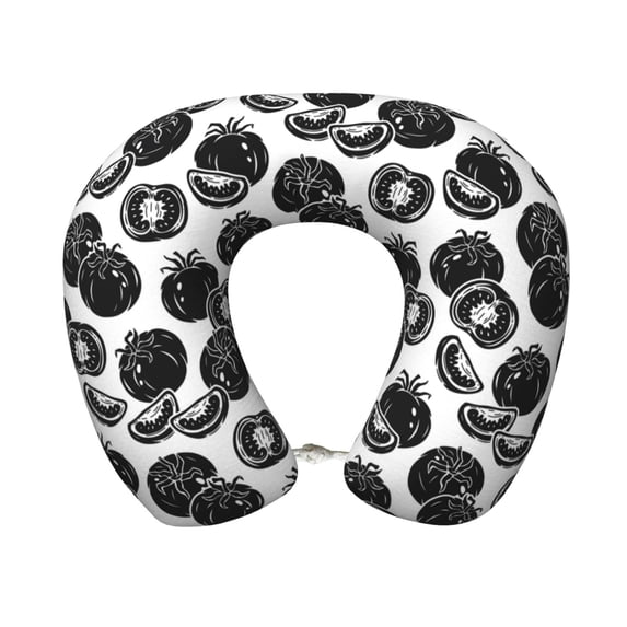 Xecao Hand Drawn Tomatoes Print Memory Foam Cervical Neck Pillow Versatile U-Shaped Pillows for Home,Office,Camping,Travelling,Soft Washable Cover