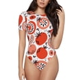 thumbnail image 1 of The Xecao Hand Drawn Tomatoes Women's Crew Neck Body Suit, a short-sleeved bodysuit and basic swimsuit, both comfort and style for dating and daily life, 1 of 9