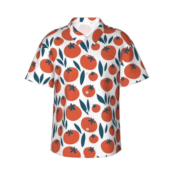 Xecao Hand Drawn Tomatoes print Hawaiian shirt - a stylish short-sleeve button-down for men, perfect for casual beach and tropical outings.