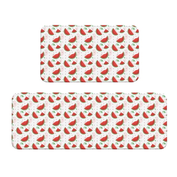 Xecao Hand Drawn Watermelon Patten Kitchen Rugs and Mats Sets,2 Pieces Non-Slip Washable Rugs, Kitchen Mat for Floor,Suit for Kitchen Decor and Accessories