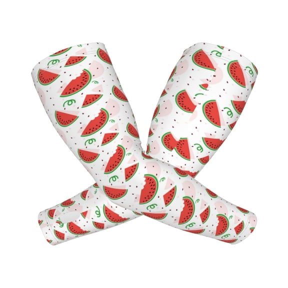 Xecao Hand Drawn Watermelon Print Cooling Arm Sleeves, UPF 50 UV Sun Protection Sports Compression ,Tattoo Cover Up ,Sports Sleeve for Basketball Golf Football
