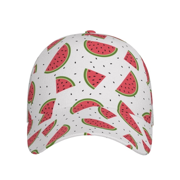 Xecao Hand Drawn Watermelon for Baseball Cap: Unisex, crafted from classic polyester twill fabric, featuring a soft unconstructed design