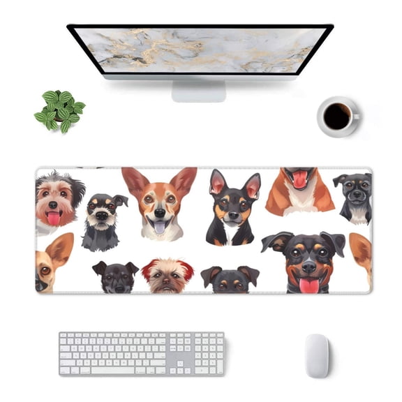 Xecao Happy Dog Faces Collage for Mouse Pad - Waterproof Extended Contour Mouse Mat, Large Gaming Mousepad Laptop Keyboard Mat with Non-Slip Rubber Base