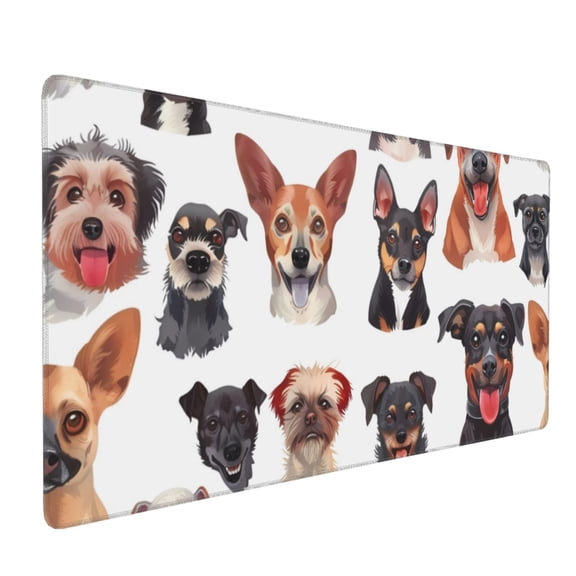 Xecao Happy Dog Faces Collage Print Large Mouse Pad, 16x35.5in Mousepad, Professional Non-Slip Rubber Base Big Mouse Pad, Mouse Pad for Gaming & Office Full Desk Mouse Pad