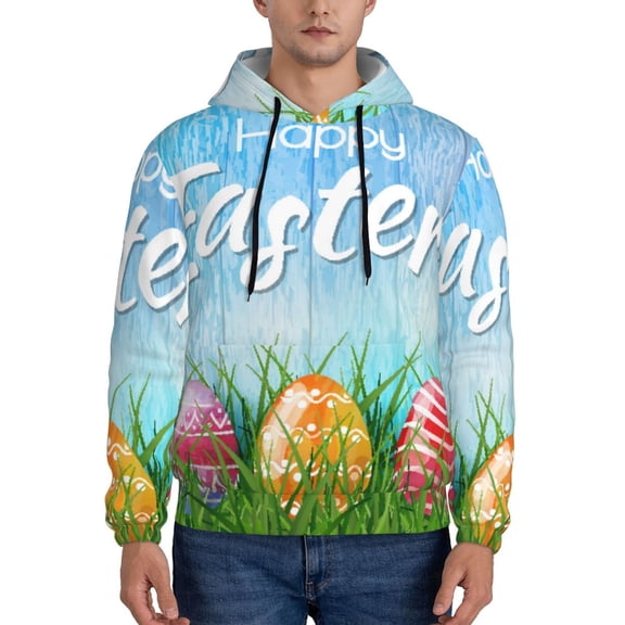Xecao Happy Easter Pattern Men's Adult Pullover Hoodie,Hooded Sweatshirt-Large