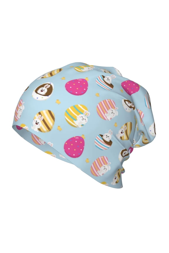Happy Easter Print Beanie Hat Toddler Girls Boys, Baby Hats Winter Warm Knitted Thermal, Kids Winter Caps