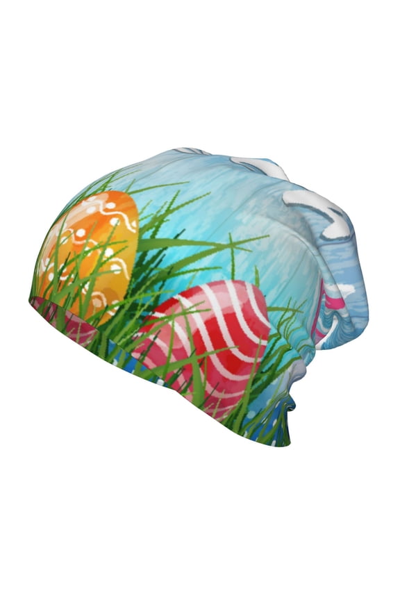 Happy Easter Print Beanie Hat Toddler Girls Boys, Baby Hats Winter Warm Knitted Thermal, Kids Winter Caps