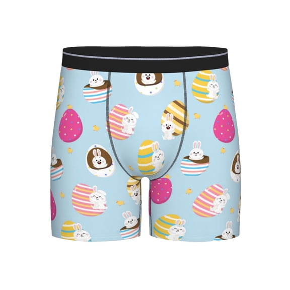 Xecao Happy Easter Print Boxer Briefs for Men's Stretch Moisture-Wicking Underwear, Mid-Rise Classics breathable fabric
