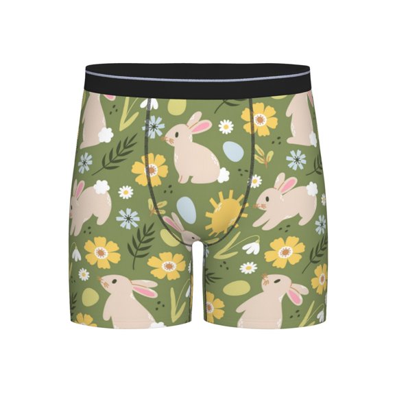 Xecao Happy Easter Print Boxer Briefs for Men's Stretch Moisture-Wicking Underwear, Mid-Rise Classics breathable fabric