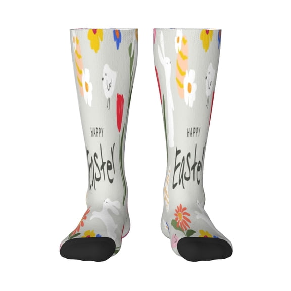 Xecao Happy Easter Print Compression Socks for Both Men And Women for Running, Travel, Flight, Nurse