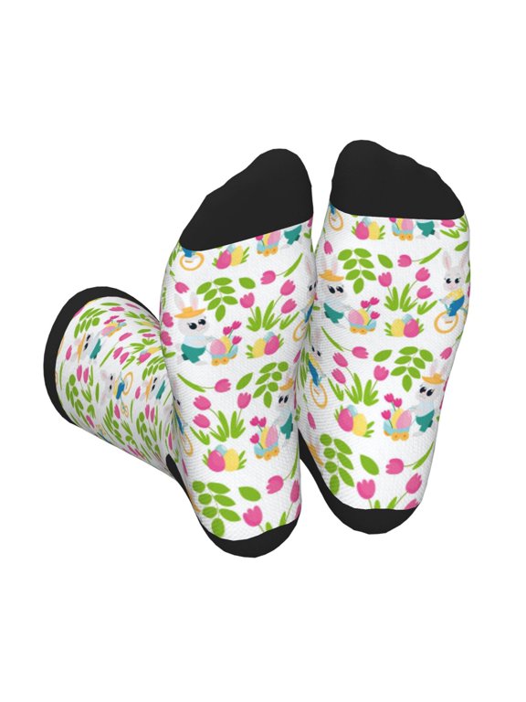Happy Easter Print Crew Socks for Men and Women, Men's Soft Moisture-wicking Sock