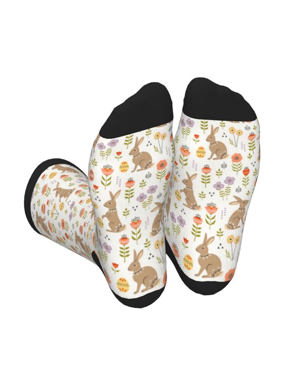 Happy Easter Print Crew Socks for Men and Women, Men's Soft Moisture-wicking Sock
