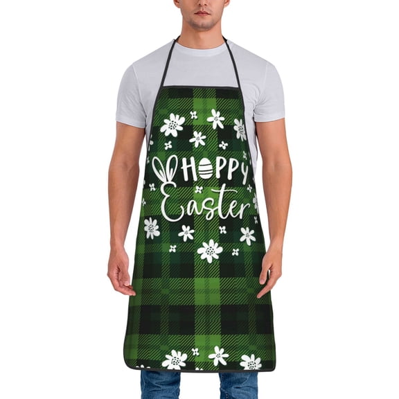 Xecao Happy Easter Print Funny BBQ Chef Aprons for Men Women,Adjustable Kitchen Cooking Aprons with Pocket Waterproof Oil Proof No Pilling Fading