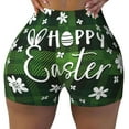 thumbnail image 1 of Xecao Happy Easter Print Workout Shorts for Women Soft Smooth Gym Yoga Scrunch Active Tennis Workout Running Shorts, 1 of 9
