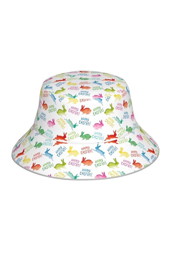 Happy Easter Rabbit Print Men and Women Night Reflective Hat Runner Cap Visor Bucket Hat Boonie Cap