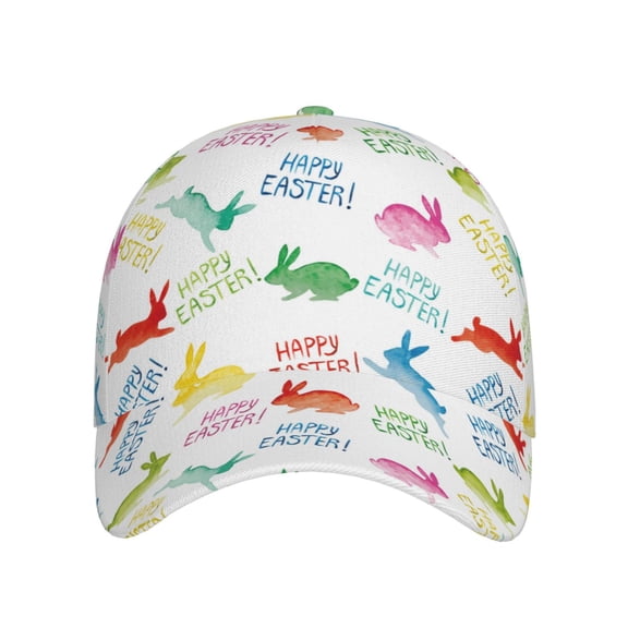 Xecao Happy Easter Rabbit for Baseball Cap: Unisex, crafted from classic polyester twill fabric, featuring a soft unconstructed design