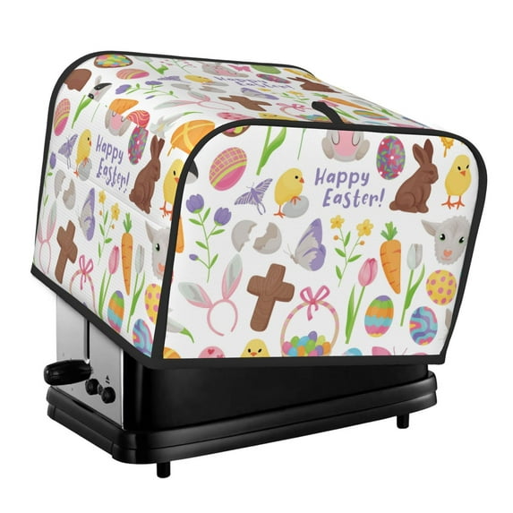 Xecao Happy Easter1 Print 4 Slice Toaster Cover with Pockets, Small Appliance Cover, Dust and Fingerprint Protection, Machine Washable