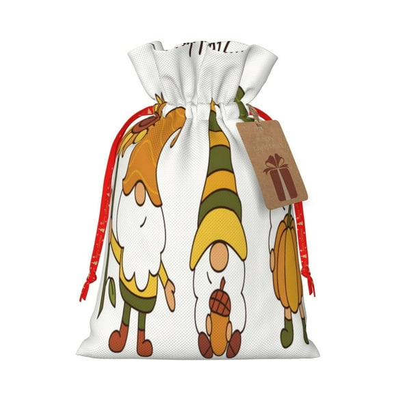 Xecao Happy Fall Print Burlap Gift Bags with Drawstring and Gift Tags, Gift Bags, Burlap Bags, Jute Bags for Party, Christmas, DIY Craft Bags-Small