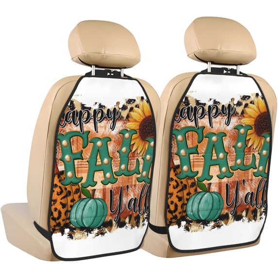 Xecao Happy Fall Y'All Pattern Car Seat Back Protector 2 Pack Large Capacity Pocket, Kick Mats Back Seat Protector