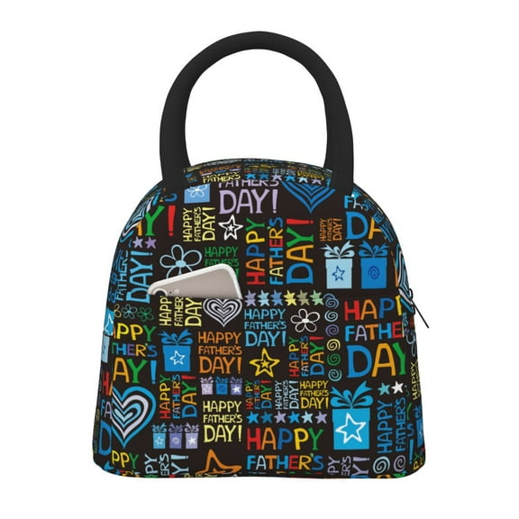 Xecao Happy Father Day Lunch Bag , an insulated, reusable tote bag perfect for adults of all genders, ideal for work, office, picnics and beach trips