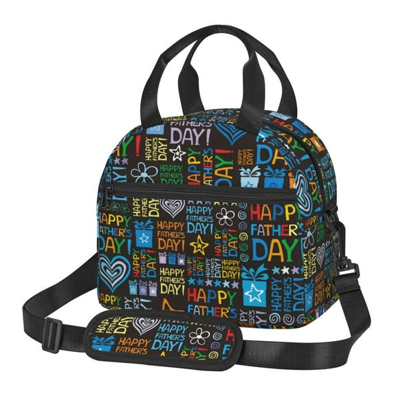 Xecao Happy Father Day Print Insulated Lunch Box, Lunch Cags Lunch Bag Featuring An Adjustable Shoulder Strap