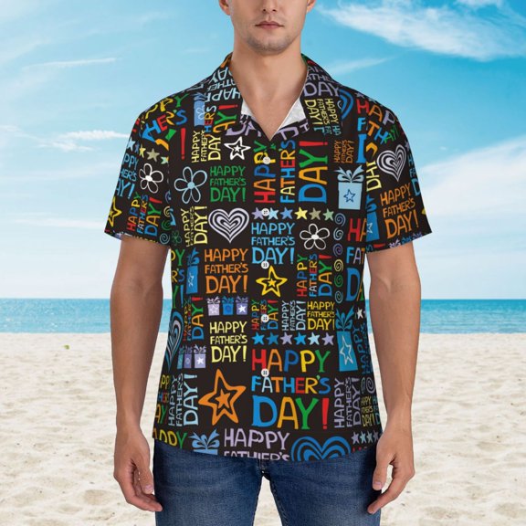 Xecao Happy Father Day print Hawaiian shirt - a stylish short-sleeve button-down for men, perfect for casual beach and tropical outings.