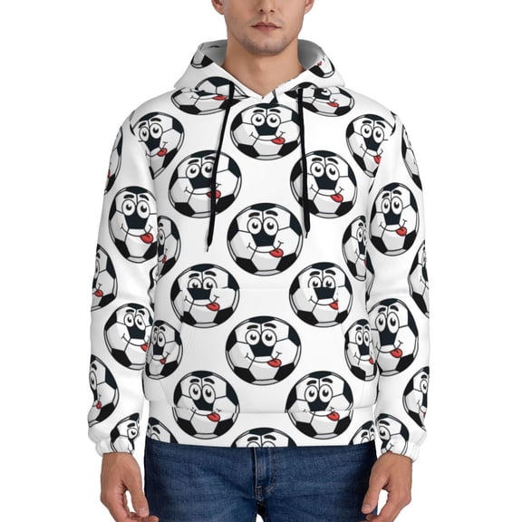 Xecao Happy Football Pattern Men's Adult Pullover Hoodie,Hooded Sweatshirt-Small