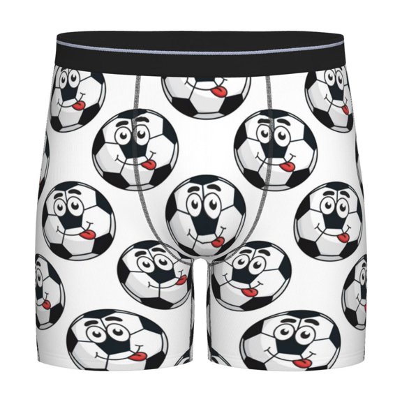 Xecao Happy Football Print Boxer Briefs for Men's Stretch Moisture-Wicking Underwear, Mid-Rise Classics breathable fabric
