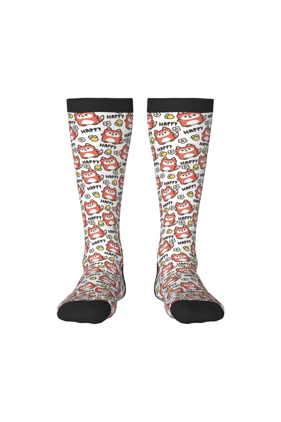 Happy Foxy Faces Print Compression Socks for Both Men And Women for Running, Travel, Flight, Nurse