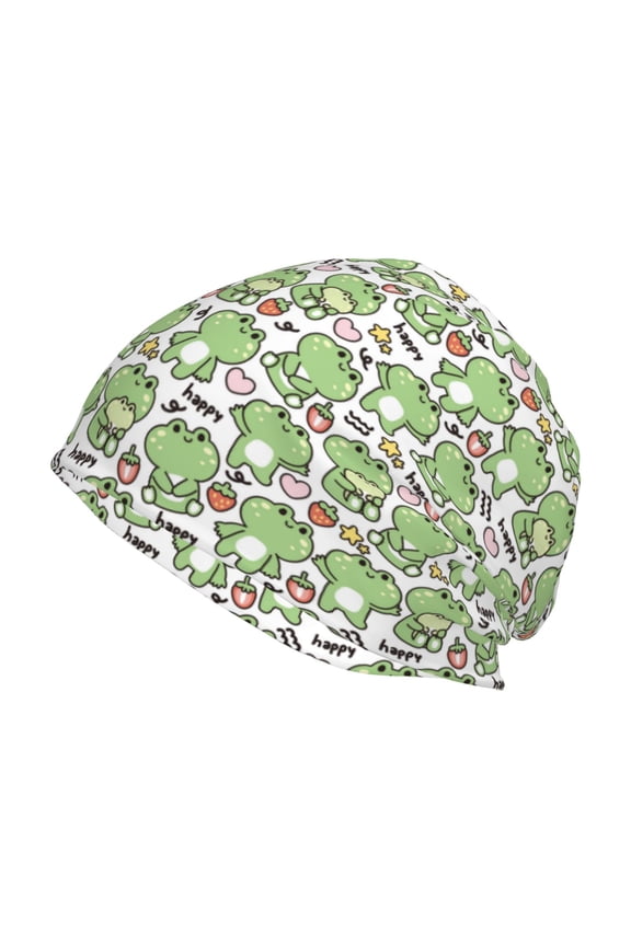 Happy Frogs Print Knit Hat,Winter Beanie for Men Women, Beanie Soft Warm Ski Stocking Cuffed Cap