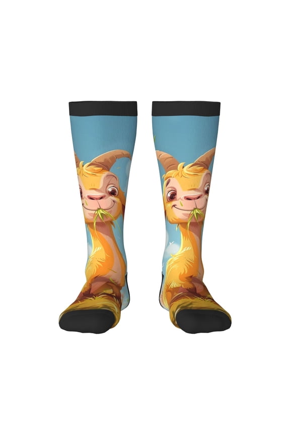 Happy Goat In Meadow Print Compression Socks for Both Men And Women for Running, Travel, Flight, Nurse