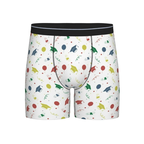 Xecao Happy Graduation Print Boxer Briefs for Men's Stretch Moisture-Wicking Underwear, Mid-Rise Classics breathable fabric