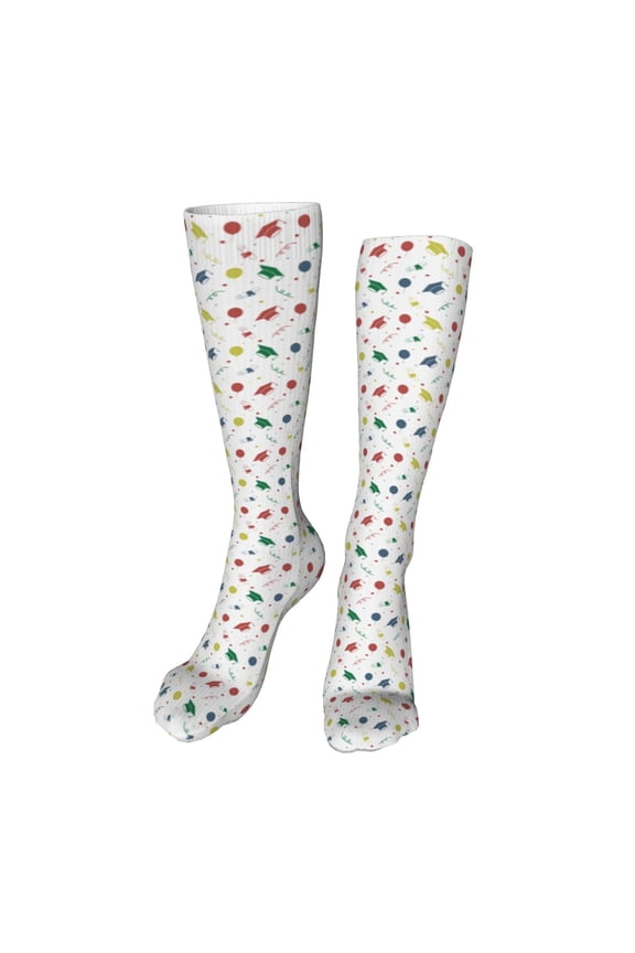 Happy Graduation Print Calf Socks Seamless Toe, Knee High Long Socks, Sports Socks Trouser Socks for Women and Men-One Size