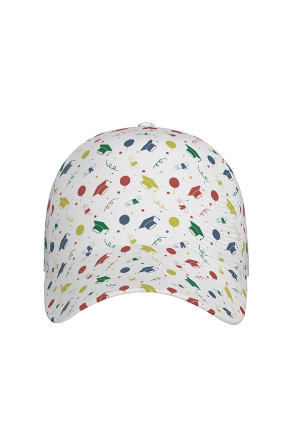 Happy Graduation for Baseball Cap: Unisex, crafted from classic polyester twill fabric, featuring a soft unconstructed design