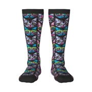 Xecao Happy Kitten Faces Print Compression Socks for Both Men And Women for Running, Travel, Flight, Nurse