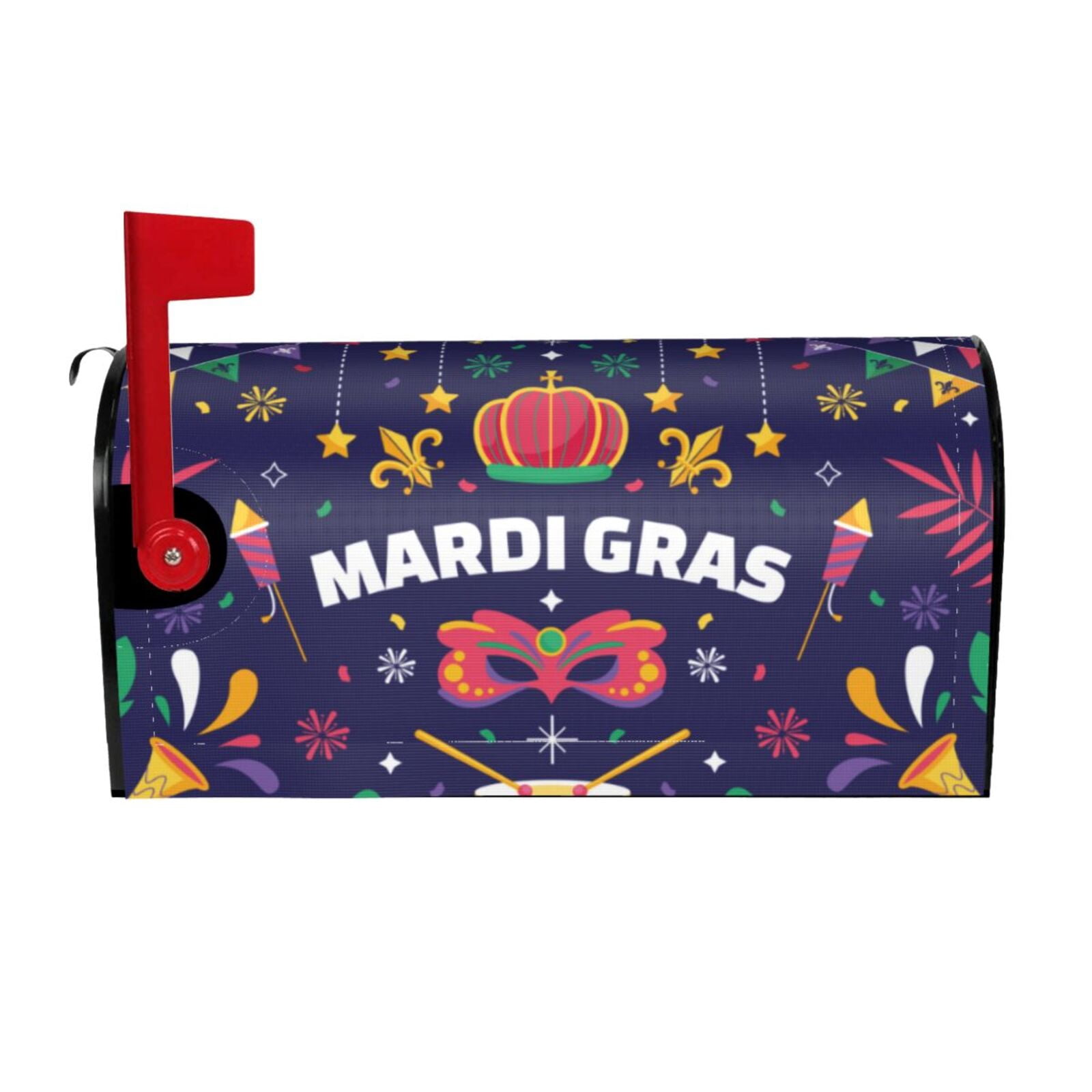 Xecao Happy Mardi Gras for Mailbox Cover with Magnetic Strips, Waterproof and Sunscreen, Adds a Decorative Touch to Your Garden Yard.