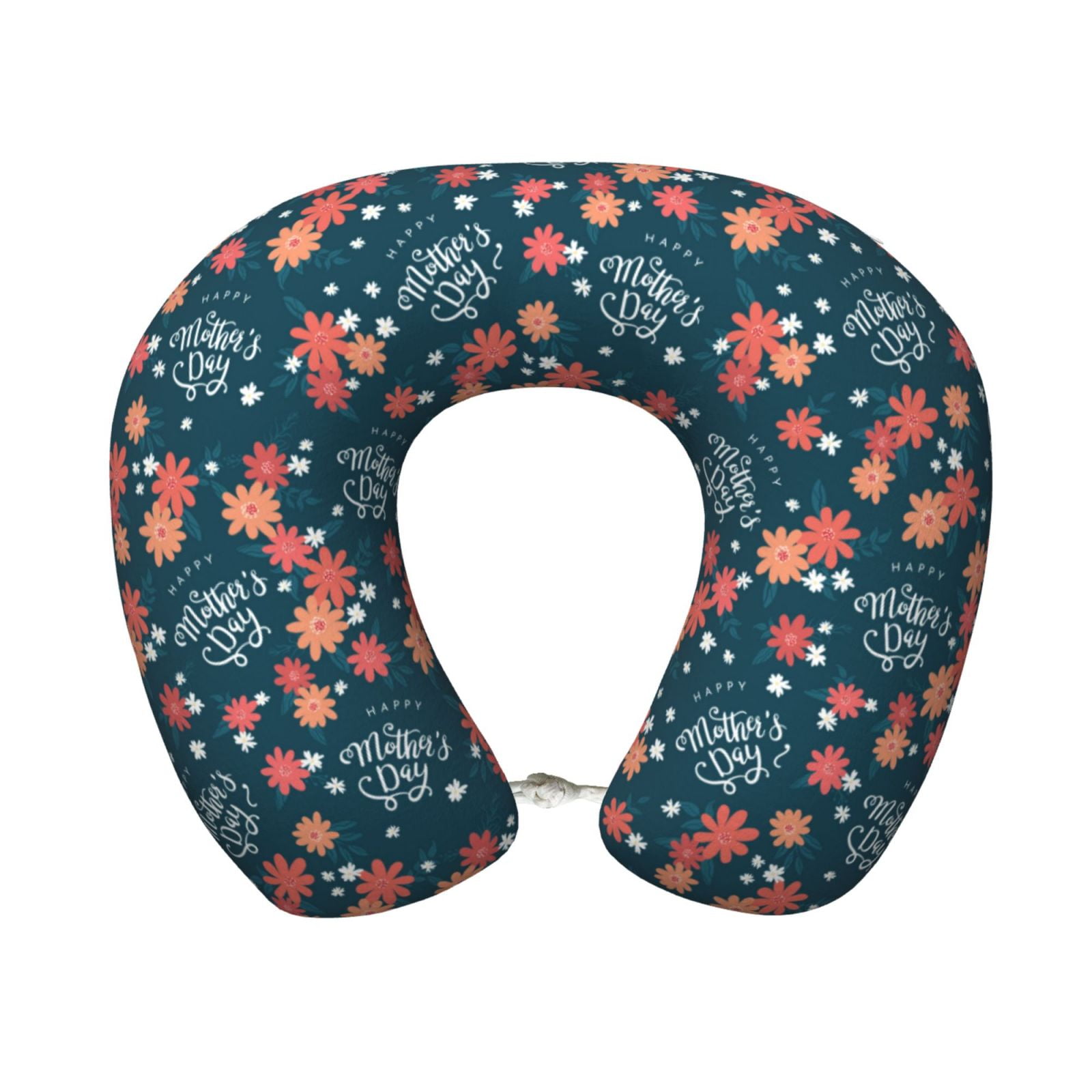 Xecao Happy Mother's Day Print Memory Foam Cervical Neck Pillow Versatile U-Shaped Pillows for Home,Office,Camping,Travelling,Soft Washable Cover