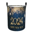 thumbnail image 1 of Xecao Happy New Year 2024 (3) Print Laundry Hamper Basket,designed for Blanket Storage and Nursery Clothes in the Bedroom, 1 of 8