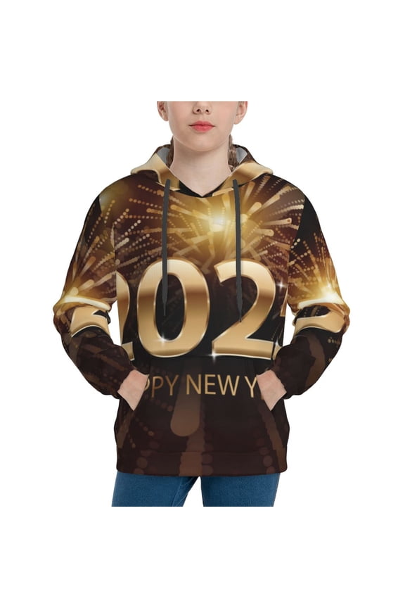 Happy New Year 2025 B Print Youth Hoodie Sweatshirt,Boys Hoodies,Essentials Hoodie-Small