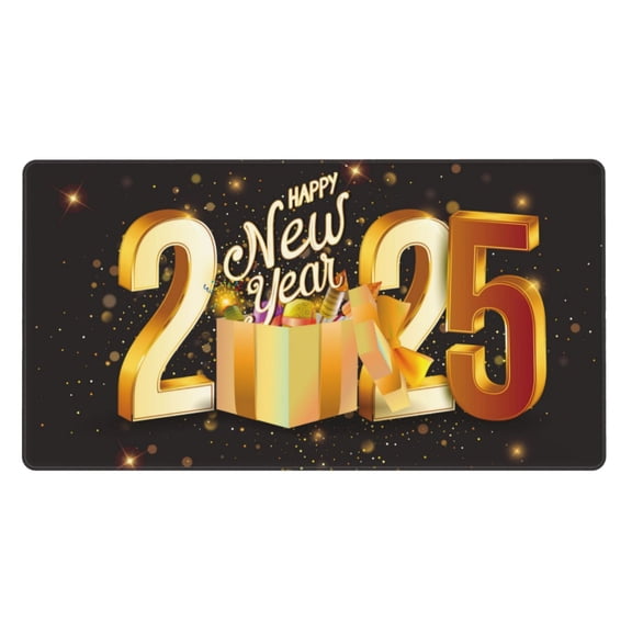 Xecao Happy New Year 2025 C for Waterproof Mouse Pad - Extended Contour Mouse Mat, Large Gaming Mousepad Laptop Keyboard Mat with Non-Slip Rubber Base