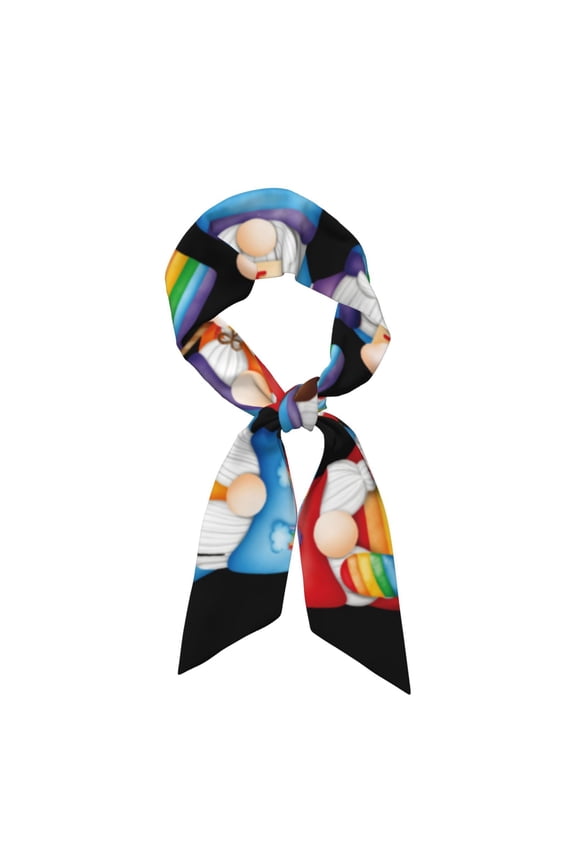 Happy Pride Gnome Pattern Large Satin Head Scarf - Satin Hair Scarves Silk Bandana Scarf Headscarf Silk Feeling Scarf for Women
