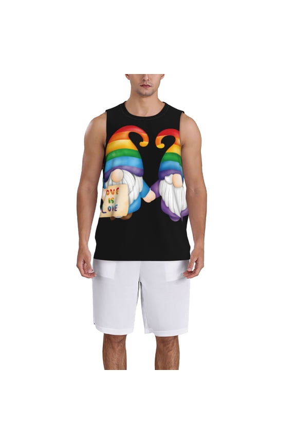 Happy Pride Gnome print basketball shirt for both men and women, a unisex basketball jersey perfect for theme parties-Small