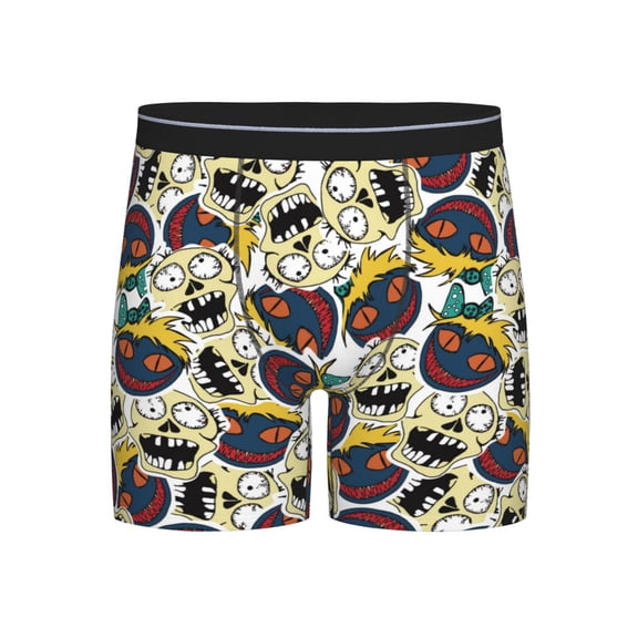 Xecao Happy Skeleton Print Boxer Briefs for Men's Stretch Moisture-Wicking Underwear, Mid-Rise Classics breathable fabric