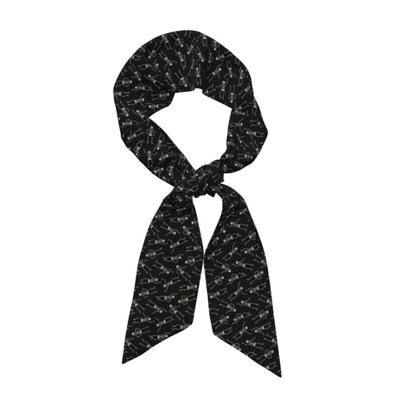 Xecao Happy Skeletons Dancing Pattern Large Satin Head Scarf - Satin Hair Scarves Silk Bandana Scarf Headscarf Silk Feeling Scarf for Women