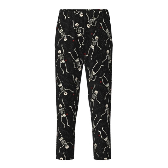 Xecao Happy Skeletons Dancing Print Teenagers' Pajama Pants Long Sleep Pants Soft Elastic Waist Pajama Bottoms Elastic waist with 2 Pockets 5-16 Years-XS(5-6)